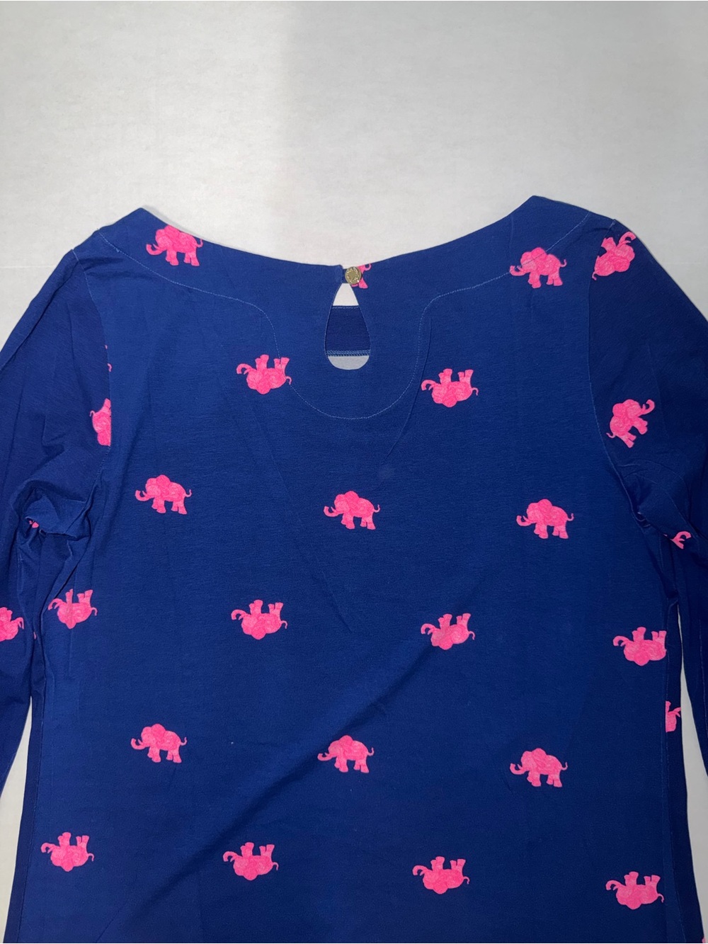 Lilly Pulitzer Navy Long-Sleeve Top with Hot Pink Elephant Print